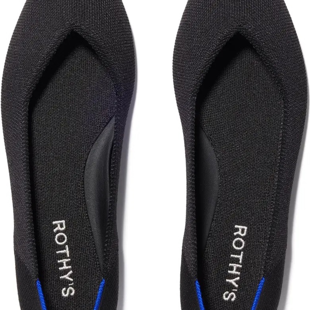 Rothy's Black Knit Ballet Flats with Blue Accent